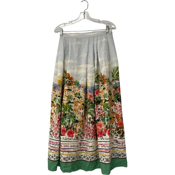 Zara Womens Midi Skirt Layered M Medium Multicolor Floral Pleated 3787/348 NWT - Picture 1 of 15